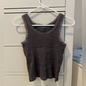 Brandy Melville dark grey lace tank one size fits all